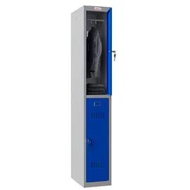 Phoenix Spind Locker blau, grau PL1230GBK, 2 Schließfächer 30,0 x 50,0 x 183,0 cm