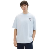 TOM TAILOR Print-Shirt, Oversize und mit Print vorne und Rückenprint, Gr. XL, middle sky blue, , 45419338-XL