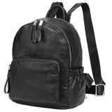 VASCHY Damen-Rucksack, Mini-Rucksack, PU-Leder, wasserdicht, modisch, klein, lässig, Reiserucksack, Schwarz, S, Rucksäcke