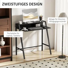 Homcom Schreibtisch, Schwarz Kunststoff, 45x85x84 cm