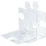 HAN CD-Ständer & Buchstütze Puzzle, standfester kombinierbarer Stehsammler in modernem Puzzle-Look, für CDs, Bücher & DVDs, 9212-63, transluzent-klar