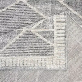 Carpet City Teppich Kurzflor Wohnzimmer - Grau - 160x230 cm Rechteckig - Raute-Muster, Meliert - 3D-Effekt - Moderne Teppiche Flachflor Schlafzimmer, Esszimmer