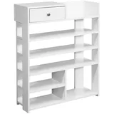 FineBuy Schuhregal 75 x 92,5 x 24 cm mit Schublade weiß
