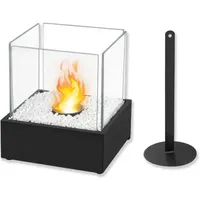 Froadp Bioethanol Tischkamin aus Gehärtetes Glas und Edelstahl Ethanol Kamin für Indoor und Outdoor Modernes Tischfeuer Ethanol Kamin für Balkon Garten Esstisch Zimmer Deko (Rechteck, 35x18x14.5cm)