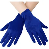 EORUBE 1920s Handschuhe für Damen Handgelenklange Kurze Satin Handschuhe Party Kostüm (Blau) - Einheitsgröße