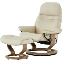 Stressless Relaxsessel Leder 75 x 100 x 73 cm creme mit Hocker