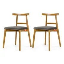 Konsimo Holzstuhl LILIO grau Eiche 2er Set