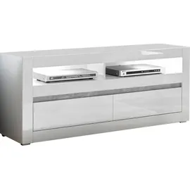 Home Affaire Wohnwand HOME AFFAIRE "Carat", weiß (weiß, weiß hochglanz), B:302cm, Kastenmöbel-Sets, Wohnwand, wird jeweils mit zwei Leisten angeliefert, 1 x grau, 1 x weiss