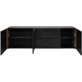 CaliCosy Cento Lowboard 198x61x34,5 cm Anthrazit/Eiche Kunststoff