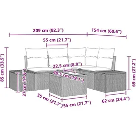 vidaXL Gartensofa-Set mit Speicher grau