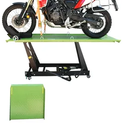 Baumarktplus Motorradhebebühne hydraulisch 450 kg Extra-Breit 67,5 cm Bühne Montagerampe Heber schwarz/grün