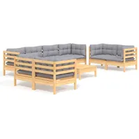 vidaXL Garten-Lounge-Set 9-tlg. grau