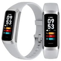 DIAWAY Smartband C60 Fitness Armband mit Bluetooth - Smartwatch Herren Damen - Alarm, Schlafüberwachung, Blutdruckmessung, Herzfrequenzmessung, Kalorienverbrauch und mehr - Silber