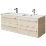 Saphir Waschtisch »Serie 6025 Mineralmarmor-Waschtisch mit Unterschrank, 132 cm breit«, Doppel-Waschplatz mit 4 Schubladen, hängend, verschiedene Ausführungen,