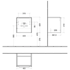 Villeroy & Boch Waschbeckenunterschrank Subway 3.0 42,3 x 42,9 x 37,8 cm Black Oak