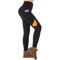 ineepor Thermo Leggings Damen Thermoleggings Damen Winter Gefüttert Leggins mit Fleece Outdoor wasserdichte Taschen Hohe Taille Yoga Sport - 4XL