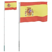 vidaXL Flagge Spaniens mit Mast 5,55 m Aluminium