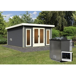 KARIBU Sauna »Kuusalu 4«, BxHxT:369 x 229 x 369 cm, 5 Personen - grau
