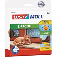 Tesa tesamoll E-Profil Gummidichtung - Selbstklebende Dichtung zum Isolieren von Spalten an Fenstern und Türen - braun - 6 m x 9 mm x 4 mm