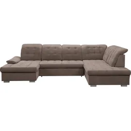 werk2 Wohnlandschaft »Kordula-New U-Form«, Sofa in U-Form mit Schlaffunktion & Bettkasten, Schlafcouch braun