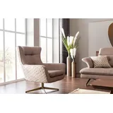Xlmoebel Ohrensessel Moderner Luxus Cocktailsessel aus beigem Kunstleder (1-St., Cocktailsessel), Made in Europa beige|grau