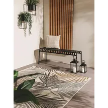 benuta Nest Teppich Cleo - Schwarz 200x300 cm - Kunstfaser - Outdoor geeignet - Rechteckig & im Style: Botanicals & Florals - Pflegeleicht für Wohnzimmer Schlafzimmer