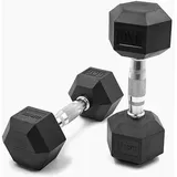 SUPRFIT - Hexagon Kurzhanteln paarweise mit gummiertem Eisenkern - Fitness Gewichte Hanteln 2 x 6 kg mit rutschfestem Chromgriff - Premium Kurzhantel Set für Calisthenics, Krafttraining & Crossfit