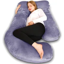 Chilling Home Schwangerschaftskissen J Form Seitenschläferkissen mit Bezug J Kissen Stillkissen groß