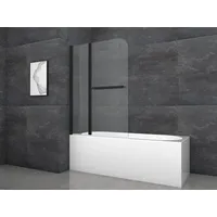 Marwell Badewannenfaltwand "Black Vital 2" - 2-flg, 140x100cm - Duschabtrennung in schwarz