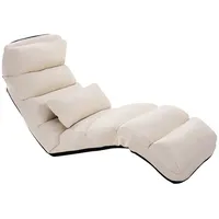 Costway Relaxliege mit liegefunktion Bodensessel Klappbar, verstellbare Rücklehne beige|weiß