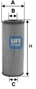 UFI Ölfilter 2512400 Filtereinsatz 198mm für Mercedes