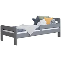 TICAA Einzelbett Kinderbett Jugendbett, Bennet mit Rausfallschutz & Lattenrost für Schlafzimmer, Kinderzimmer Kiefer Massivholz Bettgestell 90 x 200 cm