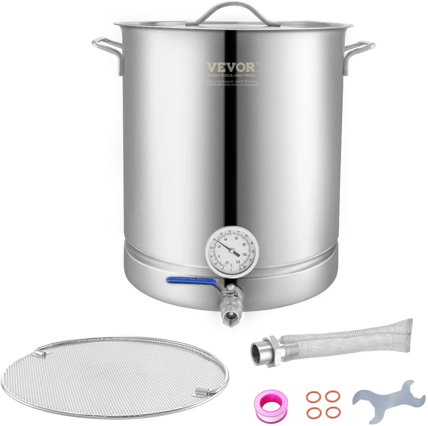 VEVOR Braukessel Bierbrauanlage Heimbrauanlage 60,57 L Thermometer Gärtopf
