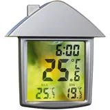 Digitales Fensterthermometer, Wetterinstrument, transparentes Display, Min.-/Max.-Funktion, wetterfest, einfache Montage, 90 x 98 mm