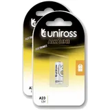 Uniross Alkaline Batterien A23, GP23A, V23GA, LRV08, 8LR932, 8LR23, MN21, 12 V, 2 Stück