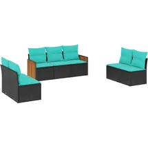 vidaXL Gartensofa-Set mit Kissen, schwarzes Polyrattan
