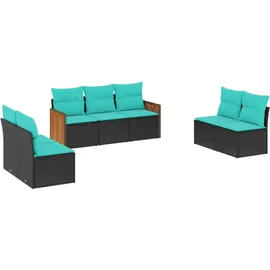 vidaXL Gartensofa-Set mit Kissen, schwarzes Polyrattan