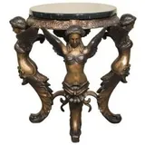 Casa Padrino Luxus Barock Hocker Engel Ø 51 x H. 48 cm - Runder Bronze Sitzhocker im Barockstil - Barock Möbel