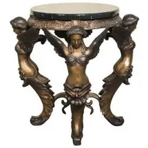 Casa Padrino Luxus Barock Hocker Engel Ø 51 x H. 48 cm - Runder Bronze Sitzhocker im Barockstil - Barock Möbel