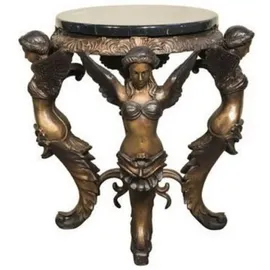 Casa Padrino Luxus Barock Hocker Engel Ø 51 x H. 48 cm - Runder Bronze Sitzhocker im Barockstil - Barock Möbel