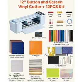Vevor Vinylschneidemaschine 30 cm, Schneideplotter/Plottermaschine mit Steuerung (Knopf/Bildschirm), Kompatibel mit Mac/Windows/Android/iOS, Vinylcutter für Bastelarbeiten, Karten & Wohnaccessoires