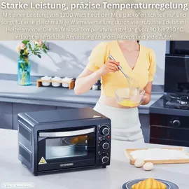 Steinborg Minibackofen 15L | 1300 Watt Schwarz