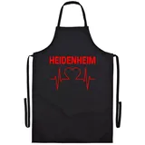 multifanshop Grillschürze Heidenheim - Herzschlag - Schürze schwarz