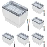 ledscom.de 6 Stück LED Pflasterstein Bodeneinbauleuchte CUS für außen, IP67, eckig, 8 x 5cm, warmweiß