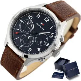 Tommy Hilfiger Multi Zifferblatt Uhr für Herren mit Braunes Lederarmband - 1791855