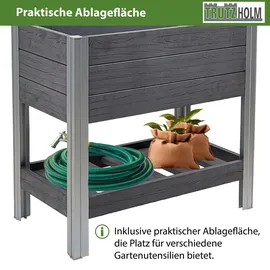Trutzholm Hochbeet mit Ablage 79x46x74 cm 65 Liter Holzoptik robust witterungsbeständig