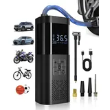 SERVOMASTER Elektrische Luftpumpe, Tragbar Mini Kompressor mit Manometer, Elektrische Luftpumpe Akku 150PSI, Luftpumpe Fahrrad mit LED für Auto Motorrad Fahrrad Kugel