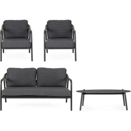 BIZZOTTO Miravet Garten-Lounge-Set Aluminium grau/grün