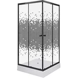 KERRA Pixel Square Eck-Duschkabine mit Schiebetür rechts 80 x 199 cm Schwarz/Sicherheitsglas D648360641500