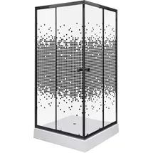 KERRA Pixel Square Eck-Duschkabine mit Schiebetür rechts 80 x 199 cm Schwarz/Sicherheitsglas D648360641500
